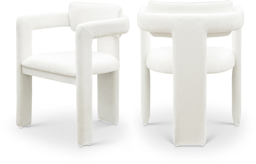 Brenda Chenille Fabric Upholstered Dining Chair - Cream