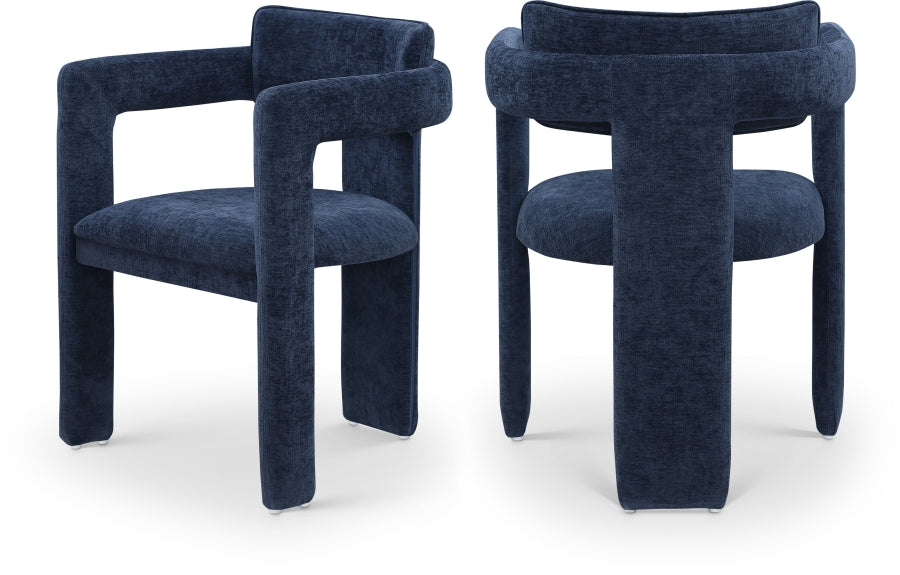 Brenda Chenille Fabric Upholstered Dining Chair - Blue