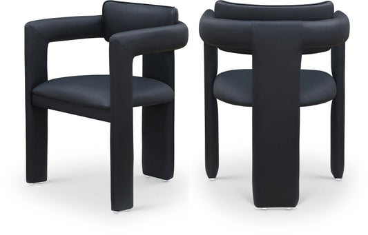 Brenda Vegan Leather Upholstered Dining Chair - Black