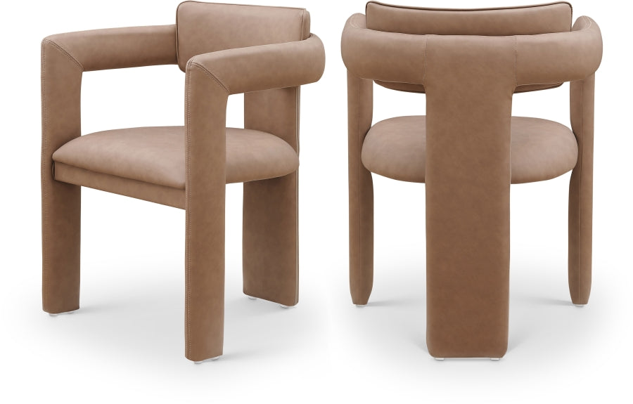 Brenda Vegan Leather Upholstered Dining Chair - Brown