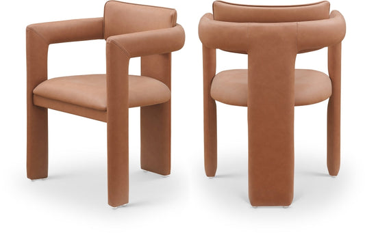 Brenda Vegan Leather Upholstered Dining Chair - Cognac