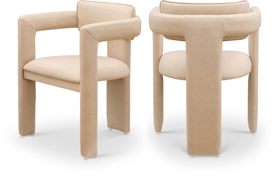 Brenda Vegan Leather Upholstered Dining Chair - Tan