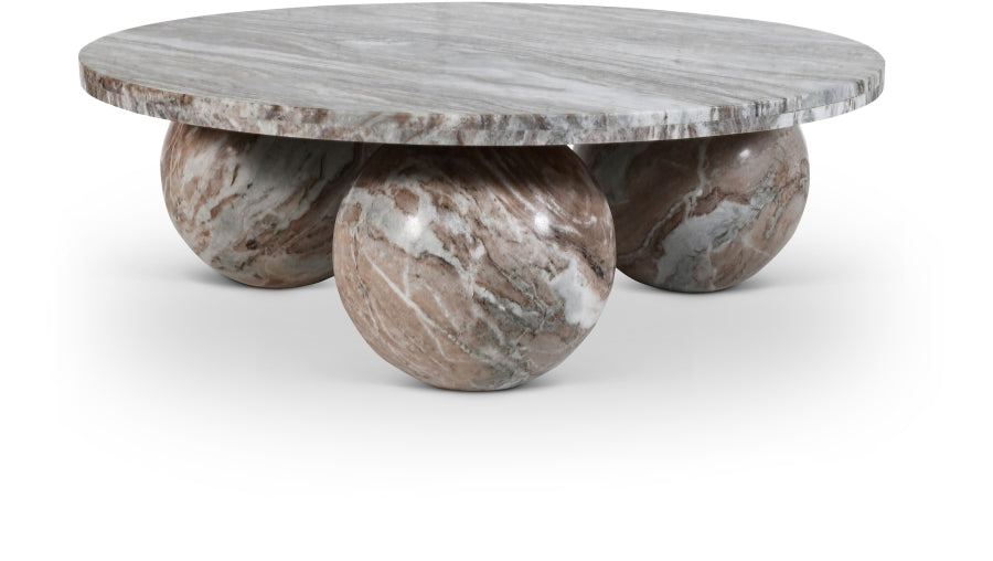 Spherical Genuine Marble Coffee Table - Brown