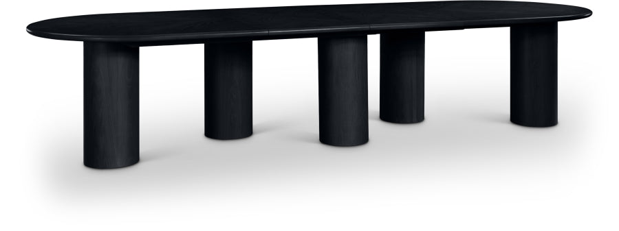 Dolan 95.25" - 143.25" Solid Wood And Oak Veneer Extendable Dining Table - Black