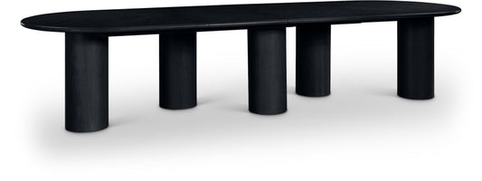 Dolan 95.25" - 143.25" Solid Wood And Oak Veneer Extendable Dining Table - Black