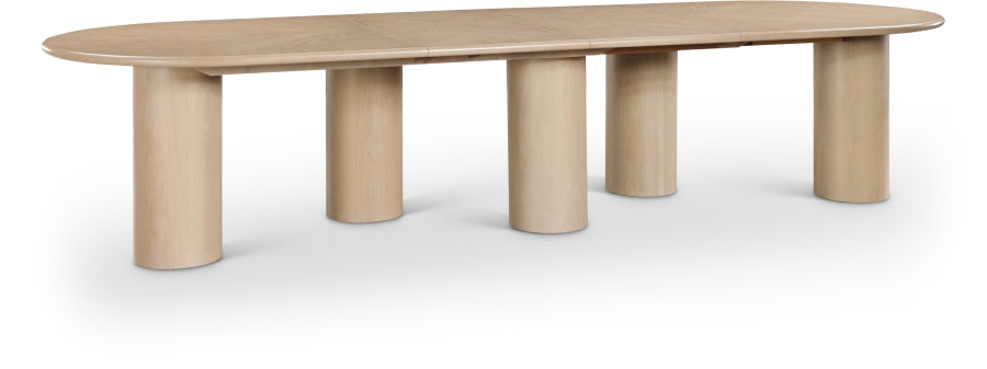 Dolan 95.25" - 143.25" Solid Wood And Oak Veneer Extendable Dining Table - Natural