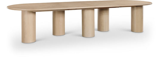 Dolan 95.25" - 143.25" Solid Wood And Oak Veneer Extendable Dining Table - Natural