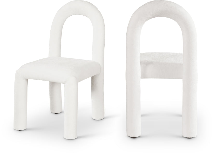 Amari Chenille Fabric Upholstered Dining Chair - Cream
