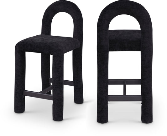 Amari Chenille Fabric Upholstered Counter Stool - Black