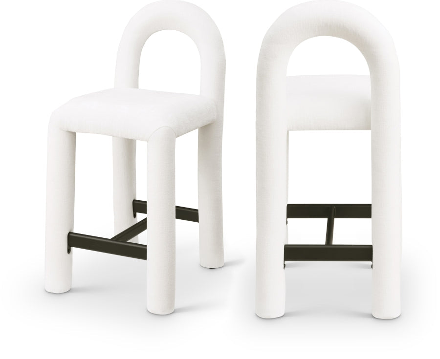 Amari Chenille Fabric Upholstered Counter Stool - Cream