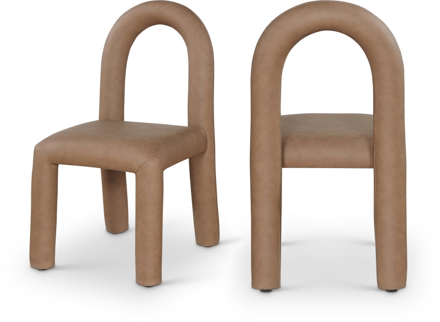 Amari Vegan Leather Upholstered Dining Chair - Brown