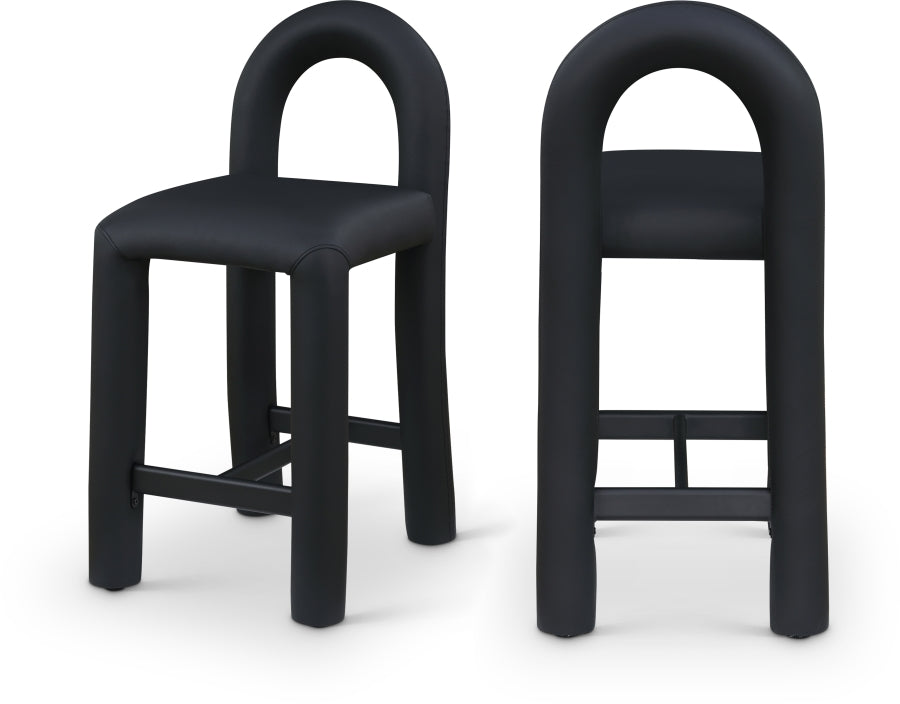 Amari Vegan Leather Upholstered Counter Stool - Black