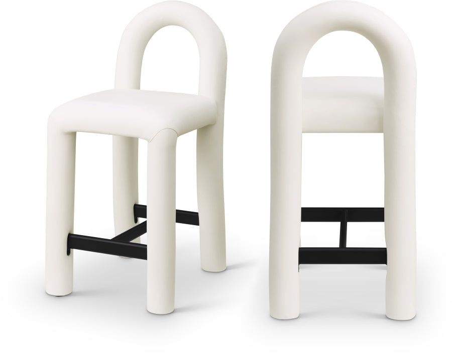 Amari Vegan Leather Upholstered Counter Stool - Cream