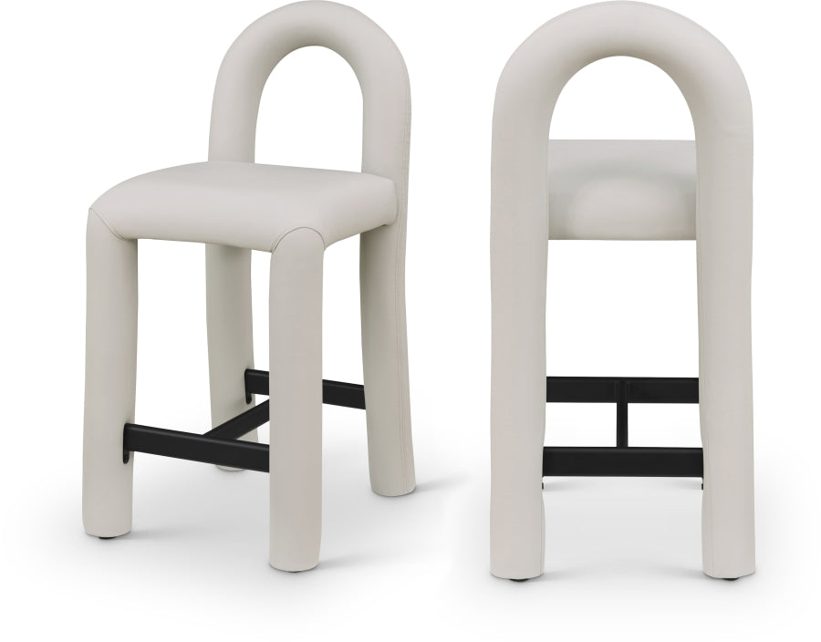 Amari Vegan Leather Upholstered Counter Stool - Taupe