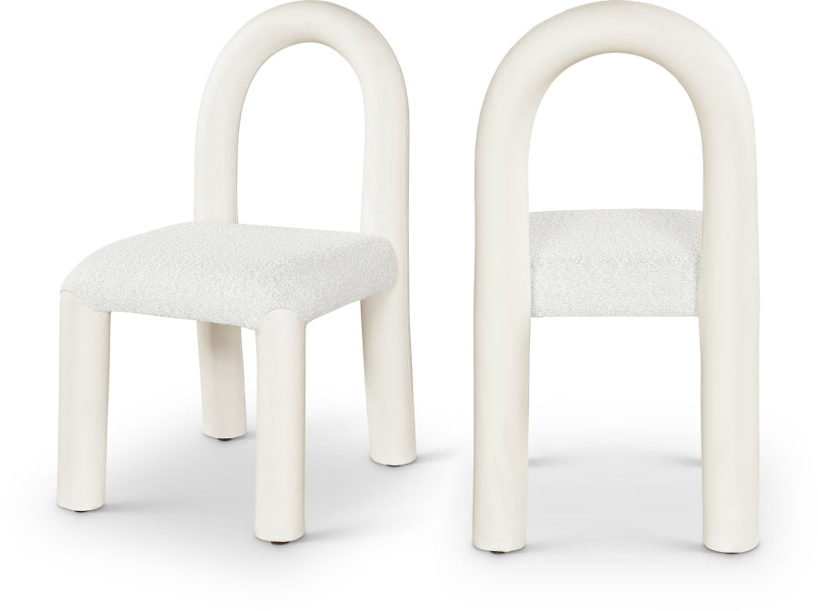 Amari Vegan Leather and Boucle Fabric Upholstered Dining Chair - Cream