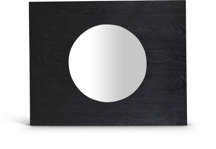 Optic Oak Wood Frame Mirror - Black