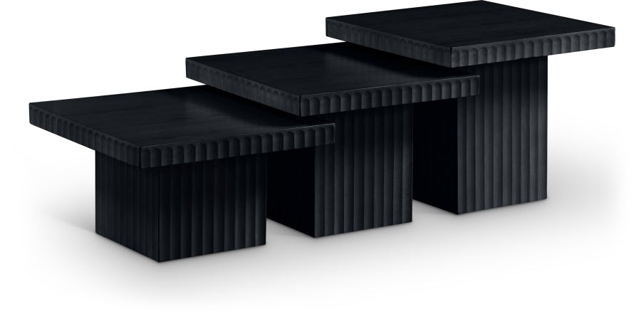 Spencer Solid Wood And Oak Veneer 3 Piece Coffee Table - Black
