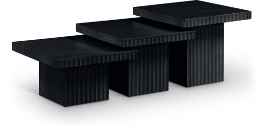 Spencer Solid Wood And Oak Veneer 3 Piece Coffee Table - Black