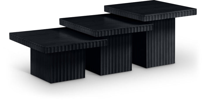Spencer Solid Wood And Oak Veneer 3 Piece Coffee Table - Black