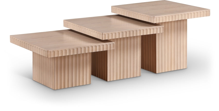 Spencer Solid Wood And Oak Veneer 3 Piece Coffee Table - Natural