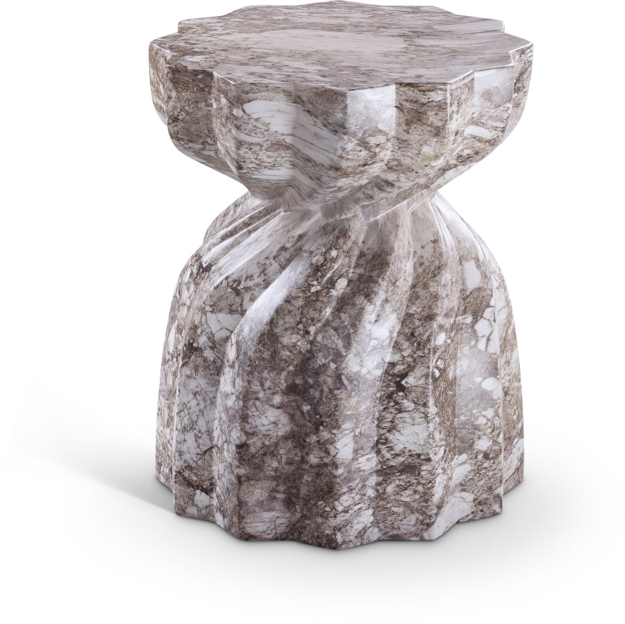 Caserta Marble Finish Indoor / Outdoor Concrete End Table - Brown