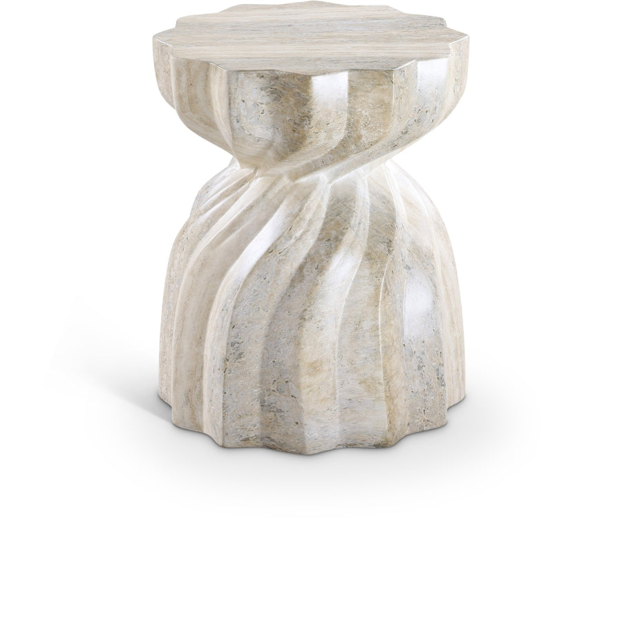 Caserta Travertine Finish Indoor / Outdoor Concrete End Table - Natural