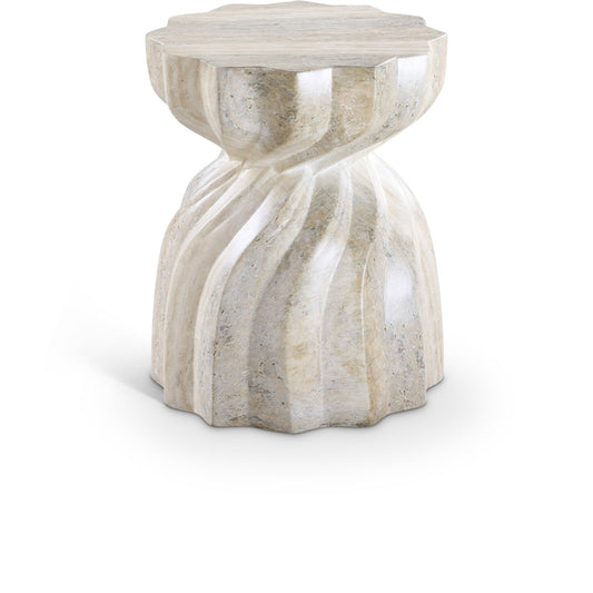Caserta Travertine Finish Indoor / Outdoor Concrete End Table - Natural