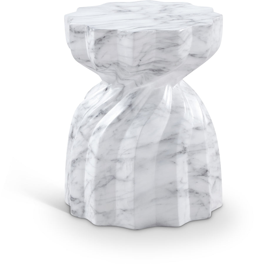 Caserta Marble Finish Indoor / Outdoor Concrete End Table - White