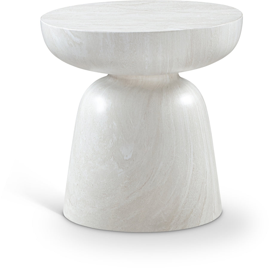 Avellino Marble Finish Indoor / Outdoor Concrete End Table - White