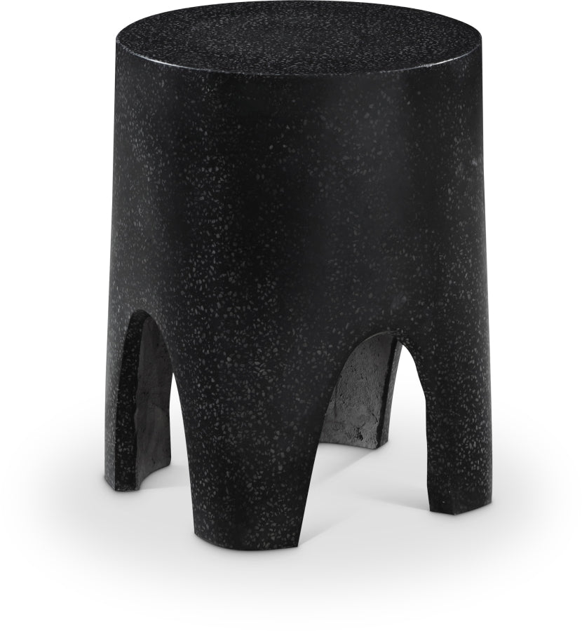 Foligno Terrazzo Pattern Finish Indoor / Outdoor Concrete End Table - Black