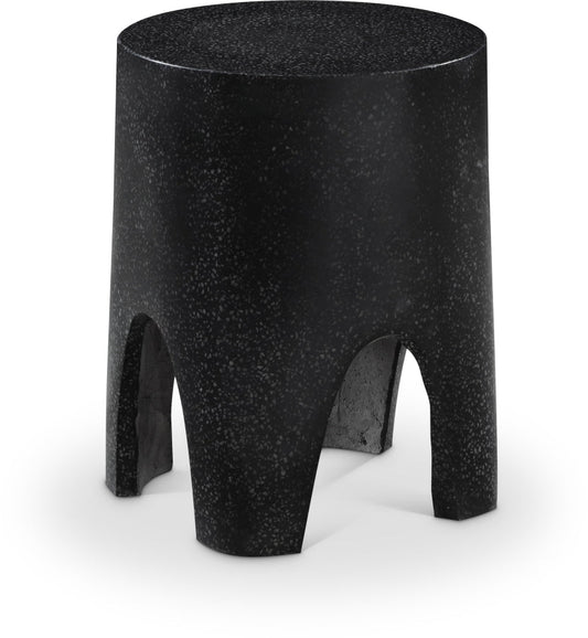 Foligno Terrazzo Pattern Finish Indoor / Outdoor Concrete End Table - Black