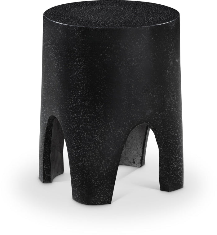 Foligno Terrazzo Pattern Finish Indoor / Outdoor Concrete End Table - Black