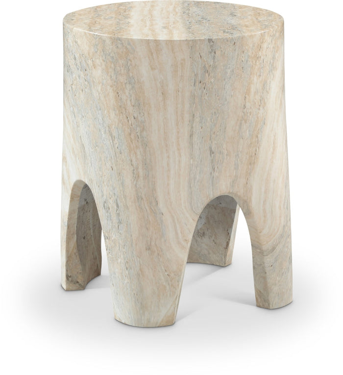 Foligno Travertine Finish Indoor / Outdoor Concrete End Table - Natural