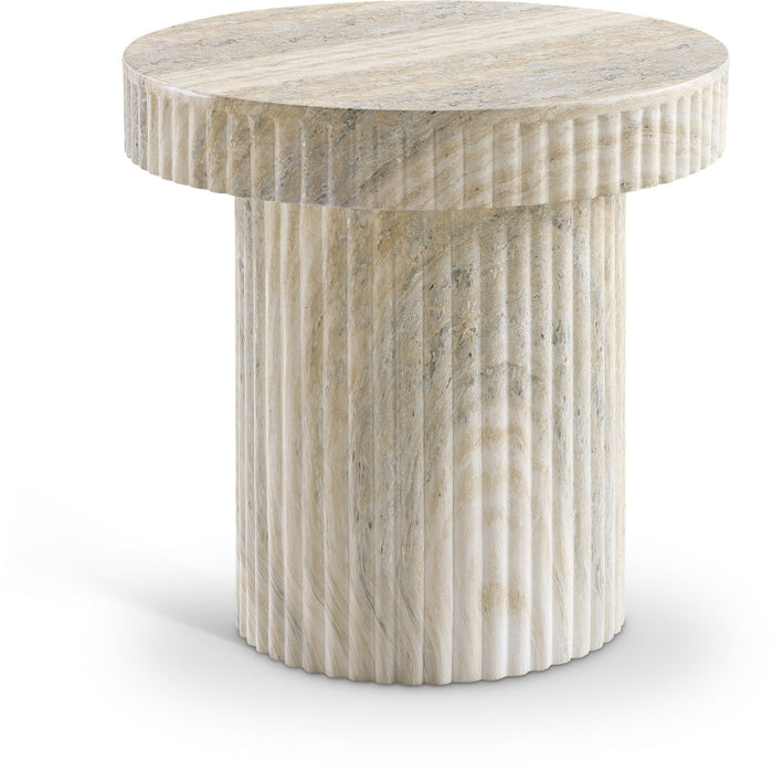 Legatto Travertine Finish Indoor/Outdoor Concrete End Table - Natural