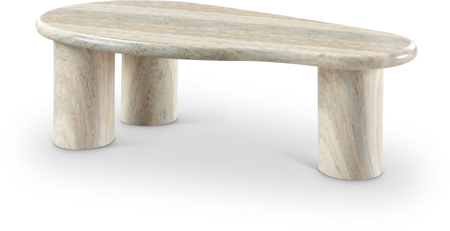 Sassari Travertine Finish Indoor / Outdoor Concrete Coffee Table - Natural