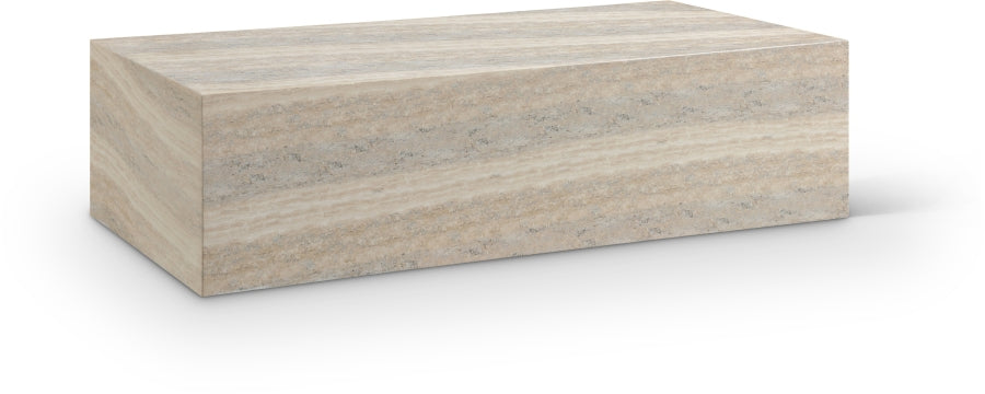 Piazza Travertine Finish Indoor/Outdoor Concrete Coffee Table - Natural
