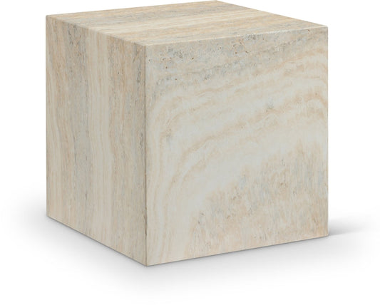 Piazza Travertine Finish Indoor / Outdoor Concrete End Table - Natural