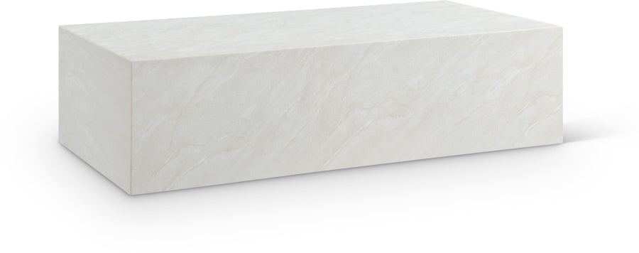 Piazza Marble Finish Indoor/Outdoor Concrete Coffee Table - White