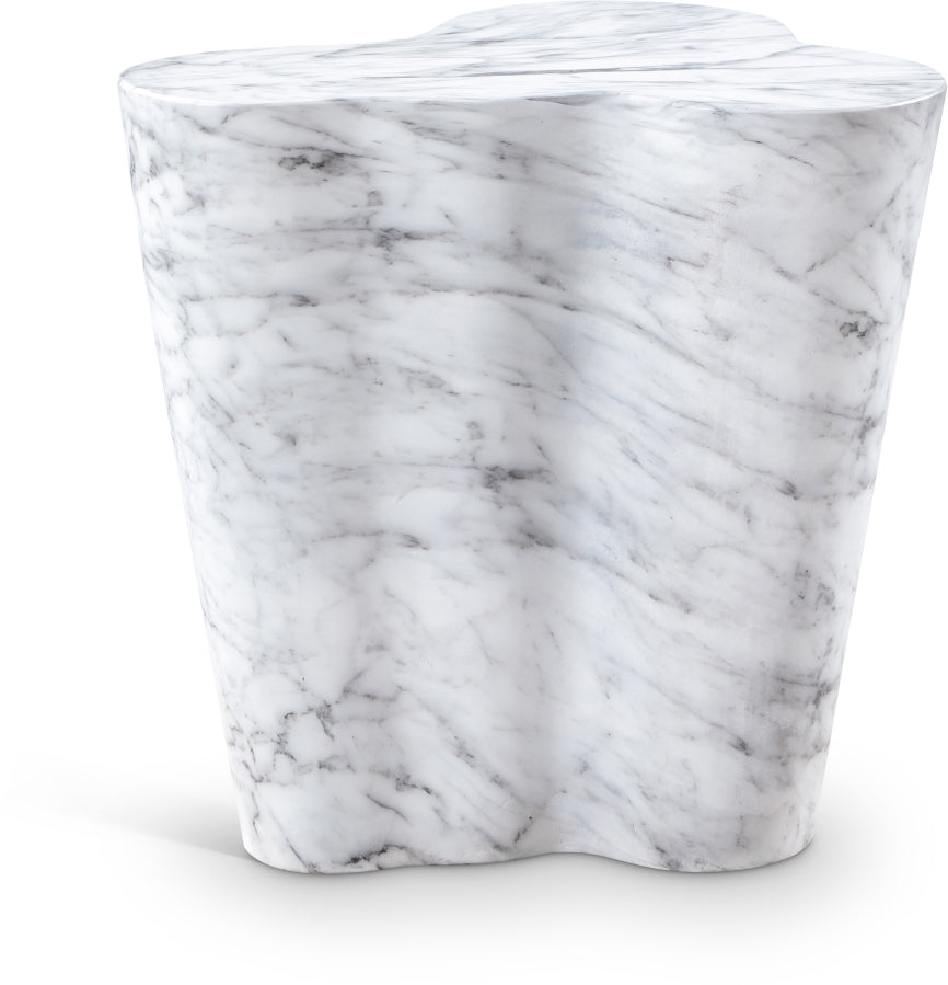 Monza Concrete And Fiberglass Indoor / Outdoor Patio End Table / Side Table - White
