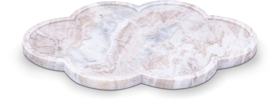 Rimini Genuine Marble Clover Shaped Tray - Brown
