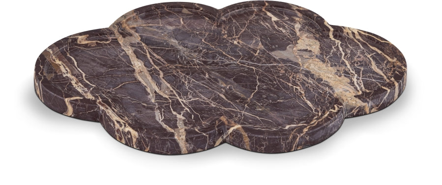 Rimini Genuine Marble Clover Shaped Tray - Red