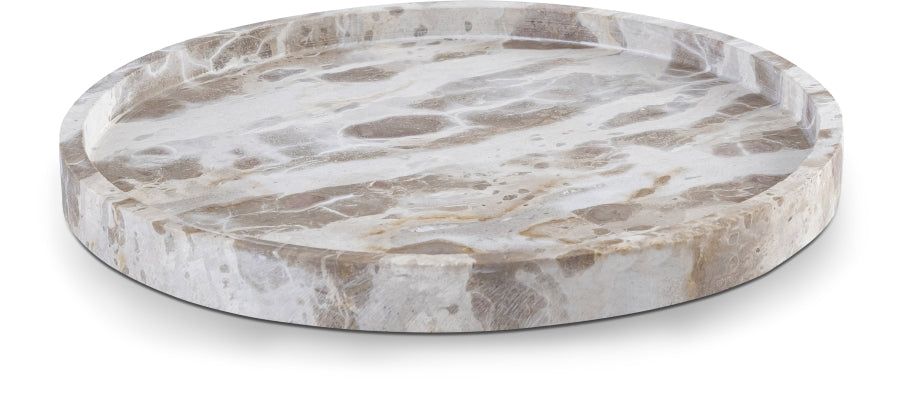 Barletta Genuine Marble Round Tray - Beige