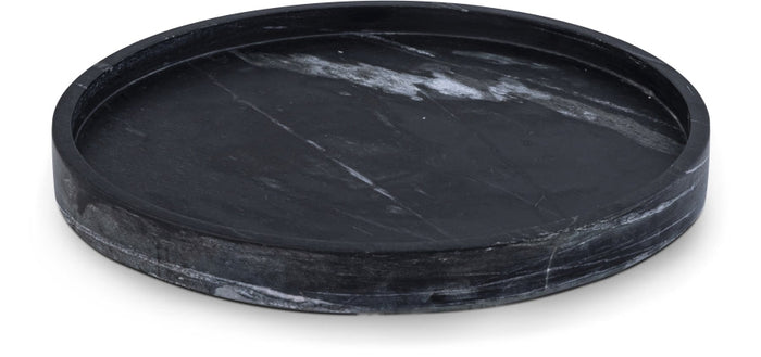 Barletta Genuine Marble Round Tray - Black