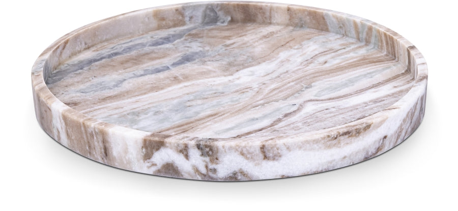 Barletta Genuine Marble Round Tray - Brown