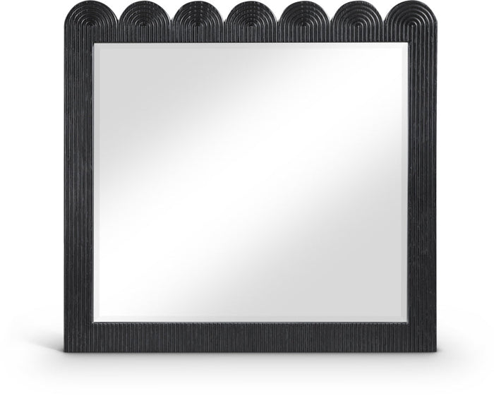 Scallop Oak Veneer Mirror - Black