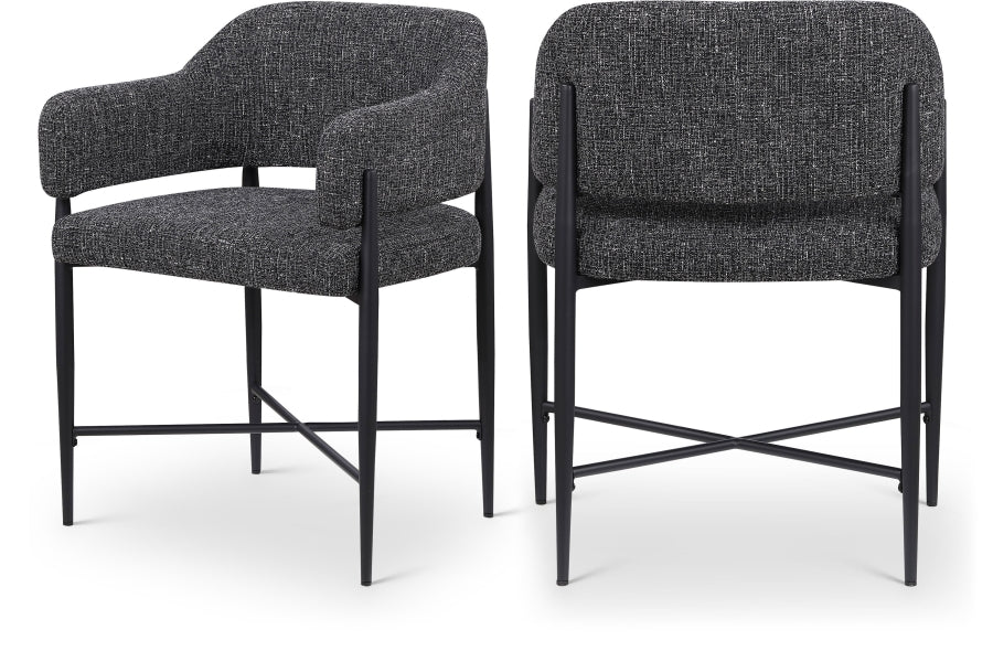 Dame Fabric Upholstered Dining Chair - Black