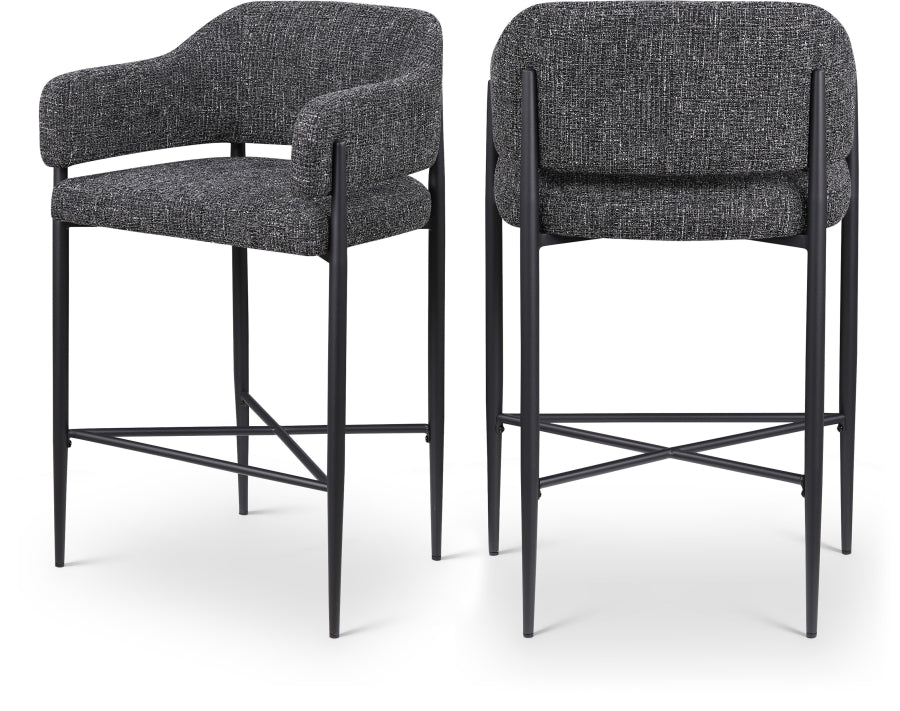 Dame Fabric Upholstered Counter Stool - Black