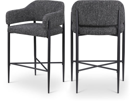 Dame Fabric Upholstered Counter Stool - Black