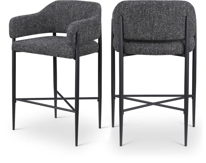 Dame Fabric Upholstered Counter Stool - Black