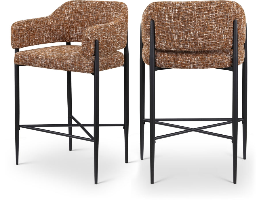 Dame Fabric Upholstered Counter Stool - Cognac